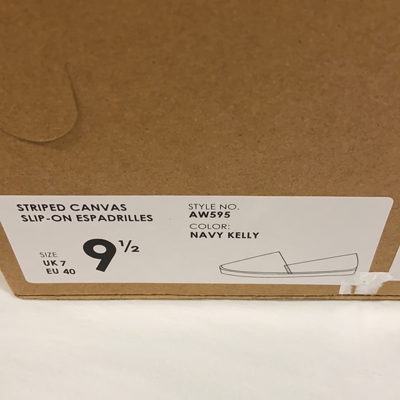 J Crew Striped Canvas Espadrilles Navy Kelly - Picture 6 of 6